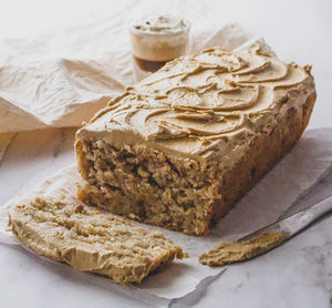 Banana Nut Loaf with Coffee Buttercream (Eggless)
